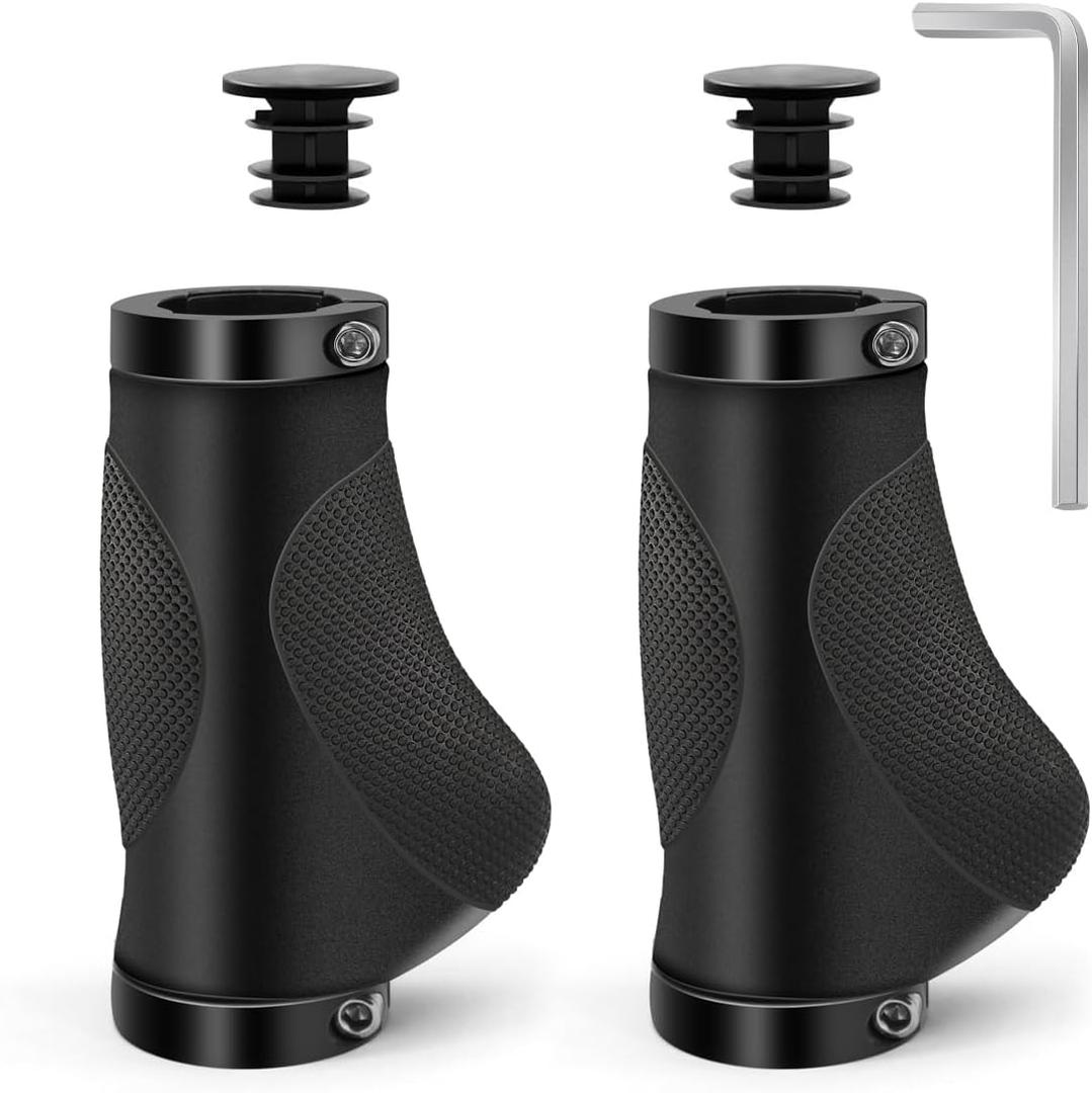 Bike Handlebar Grips Ergonomic Bike Grips 22.2mm Mountain Bicycle Handlebar Grips Double Lock on Comfortable Bike Grips with Anti-Slip for Scooter BMX MTB Beach Cruiser (Black(95mm+95mm))