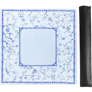 TIASUSAN Large Blue Mahjong Mat (31.5 x 31.5) with Black Carrying Bag, Anti-Slip, Noise-Reducing Table Cover for Mahjong, Poker, Board Games, Dominoes, and Card Games