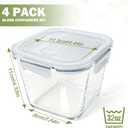 Soup Containers with Lids Glass 32 oz, 4 Cup Borosilicate Glass Food Storage Containers, Microwave & Freezer Safe Jars, Small Square Meal Prep Bowl for Salad, Fruit, Lunch, Ice Cream, Travel, 4 Pack