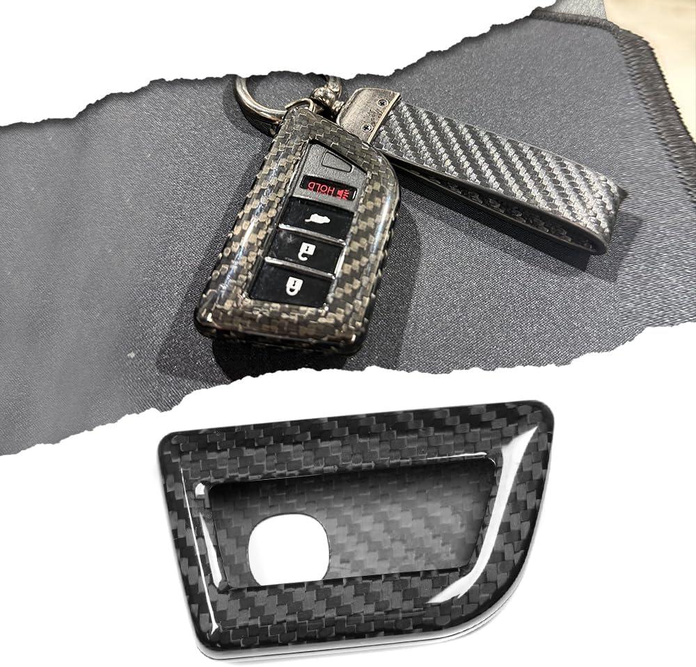 Carbon Fiber Key Fob Cover Case for Acura Integra Type S A-Spec MDX RDX TLX 2024 2025,Key Fob Shell Protective Cover (Black, W/O Engine Button)