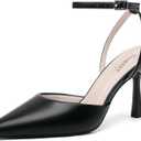 Susanny Black Heels for Women Stiletto Closed Pointed Toe Backless Dress Shoes High Heels Sexy Kitten Pumps Wedding Guest Party Dance Prom Club Ankle Strappy Dressy Comfort Shoes 9