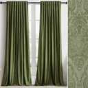 GIGIZAZA Green Velvet Curtains 72 Inch Long for Living Room,2 Panels Luxury Vintage Drapes Floral Embossed Blackout Window Curtain Back Tab Thermal for Bedroom