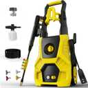 5000PSI PowerWasher with 4 Quick Connect Nozzles, Foam Cannon for Car, Lane, Patio Cleaning, Hydro Jet Pressure Hose Water Wand for Gutter Patio Car Garden Window, Yellow
