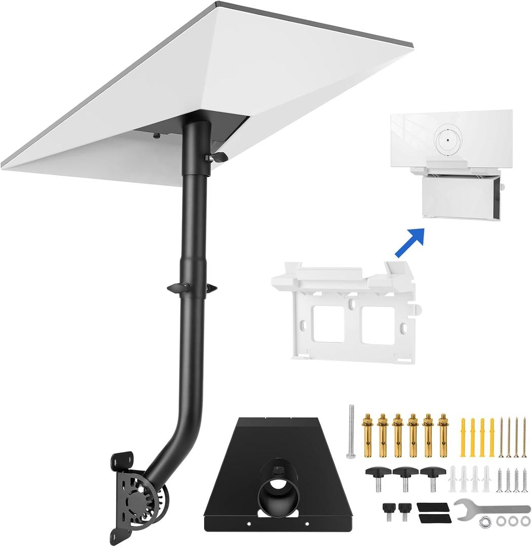 Starlink Gen 3 Mount, Adjustable Starlink Gen 3 Pole Adapter with 2-in-1 Router Mount, 28.3in Starlink Mounting Kit, Wall/ Roof/ Eaves Installation, 360 Rotatable All Metal