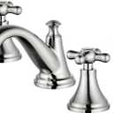 Vintage Widespread Bathroom Faucet, Brushed Nickel 3-Hole Sink Faucet with Drain Assembly, Solid Brass, Drip-Free Ceramic Cartridge, Adjustable 8-16 Inch Installation