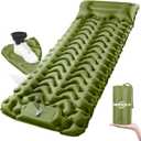 Sleeping Pad, Ultralight Inflatable Sleeping Pad for Camping, Built-in Pump, Ultimate for Camping, Hiking, Airpad, Carry Bag, Repair Kit, Compact & Lightweight Air Mattress(Green)