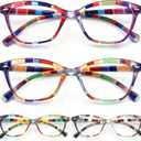 HEEYYOK 2.0 Reading Glasses Women Small Face 4-Pack Colorful Reader For Womens Cheaters Reading Ladies Lightweigth Flexible Spring Hinge