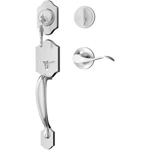 goldenwarm Front Door Handle and Deadbolt Set, Brushed Nickel Front Door Lock Set with Reversible Handle Lever, Classic Front Door Hardware, Single Cylinder Front Door Entry Lock