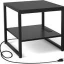Homieasy End Table with Charging Station, 20" Mini Fridge Stand, Black
Square Side Table for Living Room, Small Table Stand & Fridge Table