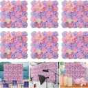 Flower Wall Backdrop 6 Piece of 16.5x16.5 Inch Artificial Floral Wall Panel Faux Silk Rose Wall Decor Ideal for Wedding Celebrations, Festive Party Backdrops, and Home Decor-Pink and Purple