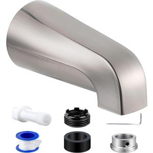 Dreyoo Tub Spout (Universal Fits 1/2" Copper Pipe, 1/2" IPS and 3/4" IPS), Bathroom Bathtub Faucet with Adapters and Hex Wrench(Brushed Nickel,Without Diverter)