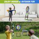 HYES 2 Pack Kids Bow and Arrow, LED Light Up Archery Set with 24 Suction Cup Arrows, Indoor Outdoor Sport Dinosaur Toys Gifts for 3 4 5 6 7 8 9 10 11 12 Year Old Boys Girls, 2 pack-led standing target