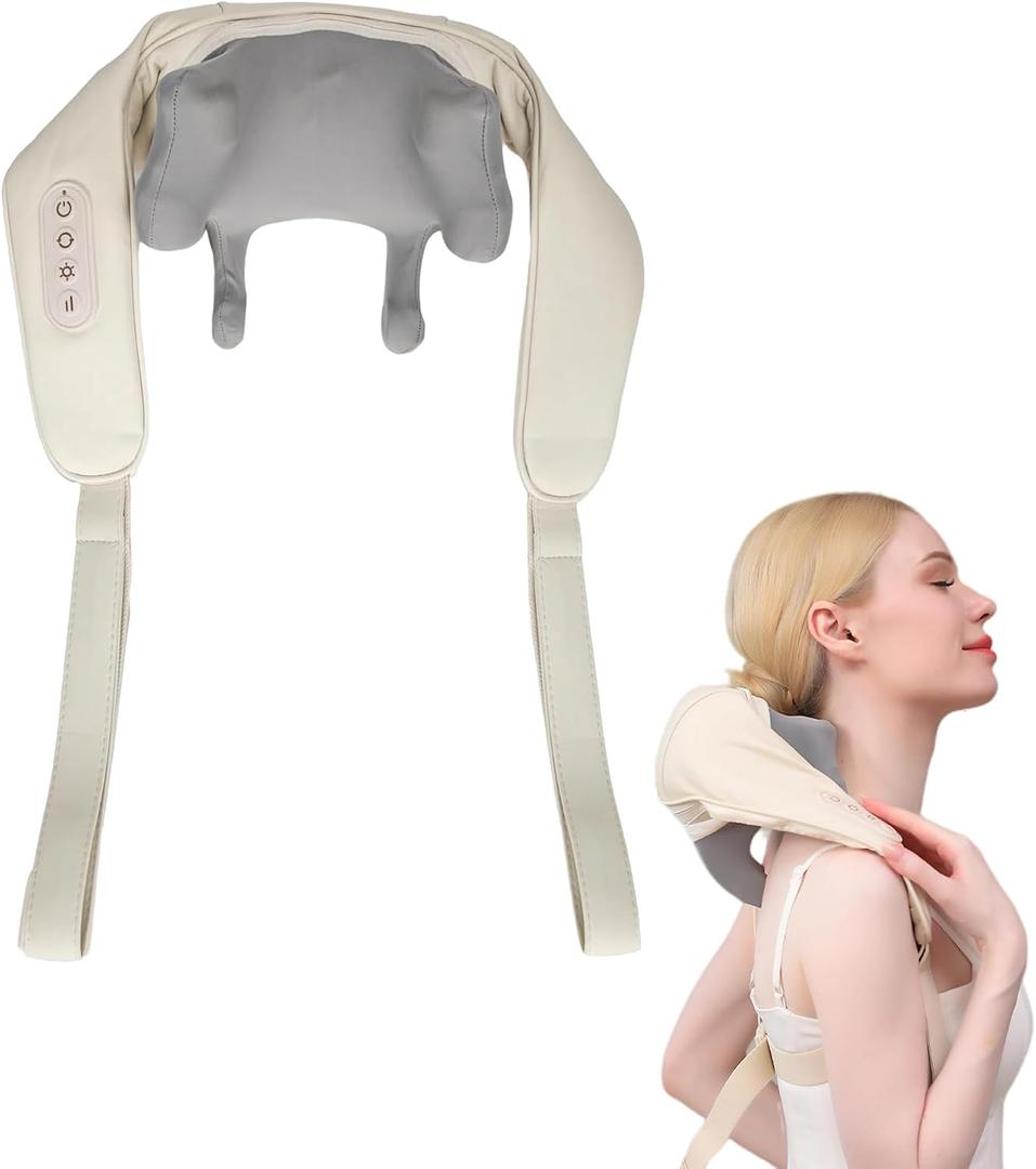 Neck Massager with Heat, Shiatsu 4D Deep Tissue Kneading Massager for Neck, Shoulder and Traps, Birthday Gifts for Husband, Wife, Mom, Dad, Women & Man