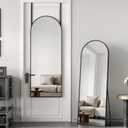 Antok 58" x21 Arched Full Length Floor Mirror, Black Aluminum Frame, Free Standing/Wall Mount/Leaning for Bedroom, Living Room, Dressing Room