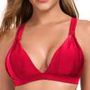 RELLECIGA Women’s Triangle Bikini Top Crisscross Back Swimsuit Padded Push Up Bathing Suit Top (S)