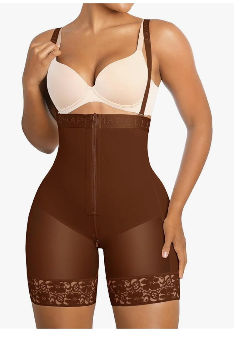 SHAPELLX Shapewear for Women Tummy Control Fajas Colombianas Body Shaper Postpartum Plus Size Butt Lifting Bodysuit, Size XL