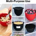 2PC Silicone Bowl Liners for 5 Qt KitchenAid Mixers - Thickened and can be stood upright, non-foldable-Non-Slip With Lids, Heat-Resistant Insert, Easy to Clean, Protects Mixing Bowl (Red+Black)