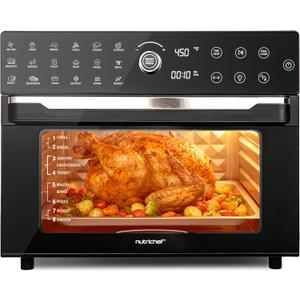 NutriChef 32 Quart Air Fryer & Oven | Digital Airfryer with 20 Presets, Dual Cook, Rotisserie, Bake & More | Multi-Function Convection Countertop Oven | Large Capacity | 18" x 17" x 14 | Black