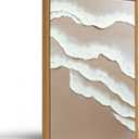 Vaskuro Large Framed 3D Handmade Neutral Art Paintings for Living Dining Room, Textured Wave Abstract Artwork for Wall, Modern Minimalist Cozy Decor for Bedroom Office 24x36 In