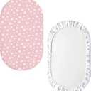 Bassinet Sheets Set 4 Pack for Baby Girl, Universal Fit for Oval, Hourglass and Rectangular Mattress, Pink 32"X17"