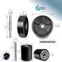 Pallet Jack/Truck FULL SET BLACK with Back Axle, Steering Wheels 7"x 2" Pair, Front Load Roller 3" x 3.75" Pair with Bearings ID 20mm Poly Tread Black With Entry Exit Roller and Protective Caps