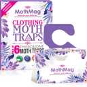 MothMag Moth Traps for Clothes, Closets, Fabrics, and Carpets, Clothing Moth Traps, Clothes Moth Traps, Closet Moth Traps, Moth Pheromone Traps, Extra-Strength Adhesive Glue Clothes Moth Trap, 6 Pack