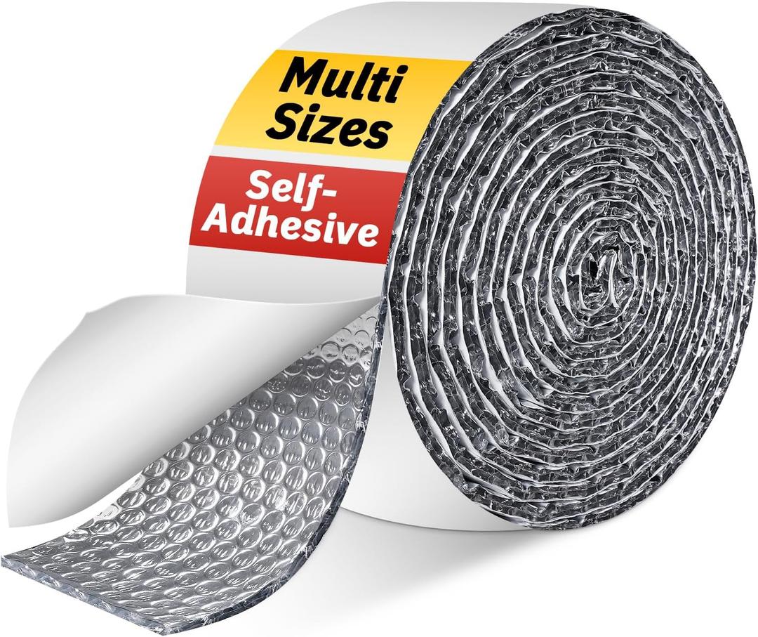 Double Bubble Reflective Foil Insulation Tape, Self-Adhesive Ac Pipe Insulation Wrap for AC Hose, HVAC Duct, Exhaust Hose, Bubble Wrap Insulation for Weatherproof Attics, Windows, Garages - 4 inch