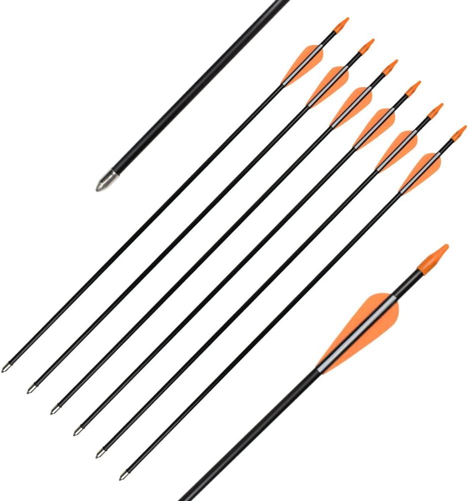 Elong Fiberglass Arrows Archery 24 Inch Target Shooting Practice Safetyglass Recurve Bows Suitable for Youth Children Woman Beginner (12 pcs)