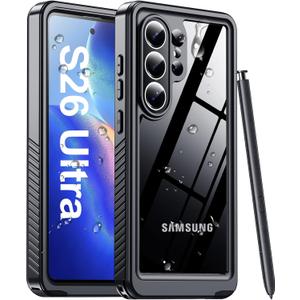 MOZOTER Designed for Samsung Galaxy S26 Ultra Case Waterproof, Military Shockproof Full Body Cover with Built-in Screen & Lens Protector, IP68 Underwater Protection for S26 Ultra 6.9" Black
