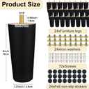 Maitys 4 Inch Round Solid Furniture Legs Furniture Wooden Replacement Chair Feet Dresser Sofa Couch Legs Table Cabinet Footstool DIY Projects for Home (Black,24 Pcs)