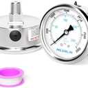 MEANLIN MEASURE 0~3000Psi Liquid Filled Pressure Gauge Stainless Steel with 316 Stainless Steel Joint 1/4" NPT 2.5" FACE DIAL for WOG Water Oil Air Center Back Mount