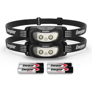 Energizer Universal+ LED Headlamp (2-Pack), IPX4 Water Resistant Headlamps, Bright Head Light for Outdoors, Camping, Running, Storm, Survival LED Light for Emergencies (Batteries Included) (Black)