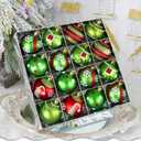 Christmas Decorations Ornaments for Tree - 16Pcs 2.4Inch Red and Green Glittering Hanging Ball Ornaments for Home Indoor Holiday Party Decor