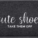 AOAOPQ Welcome Mat Indoor Front Door Mats Outdoor for Home Entrance Durable PVC Material with Non Slip Rubber Backing Cute Shoes TAKE Them Off Mats Doormat for Indoor Outdoor High Traffic Areas (1'6" x 2'6" (Rectangular), Black)