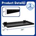Heavy Duty Slatwall Shelf 24x12Inch, Steel Slatwall Accessories Storage Rack for Garage, Retail, Workshop (2, 24x12Inch)