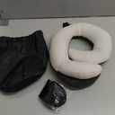 BUYUE Travel Neck Pillows for Airplanes, 360 Head Support Sleep for Long Flight, Skin-Friendly & Breathable, Kit with 3D Contoured Eye Mask, Earplugs and Storage Bag (Adult, Grey, 90+ lbs)