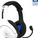 PDP LVL50 Wireless Stereo Gaming Headset, Officially Licensed by Sony PlayStation 5, PS5/PS4/PS3/PC, Lightweight Durable 40 Foot Connection, Noise-canceling Flip-to-Mute Mic, White
