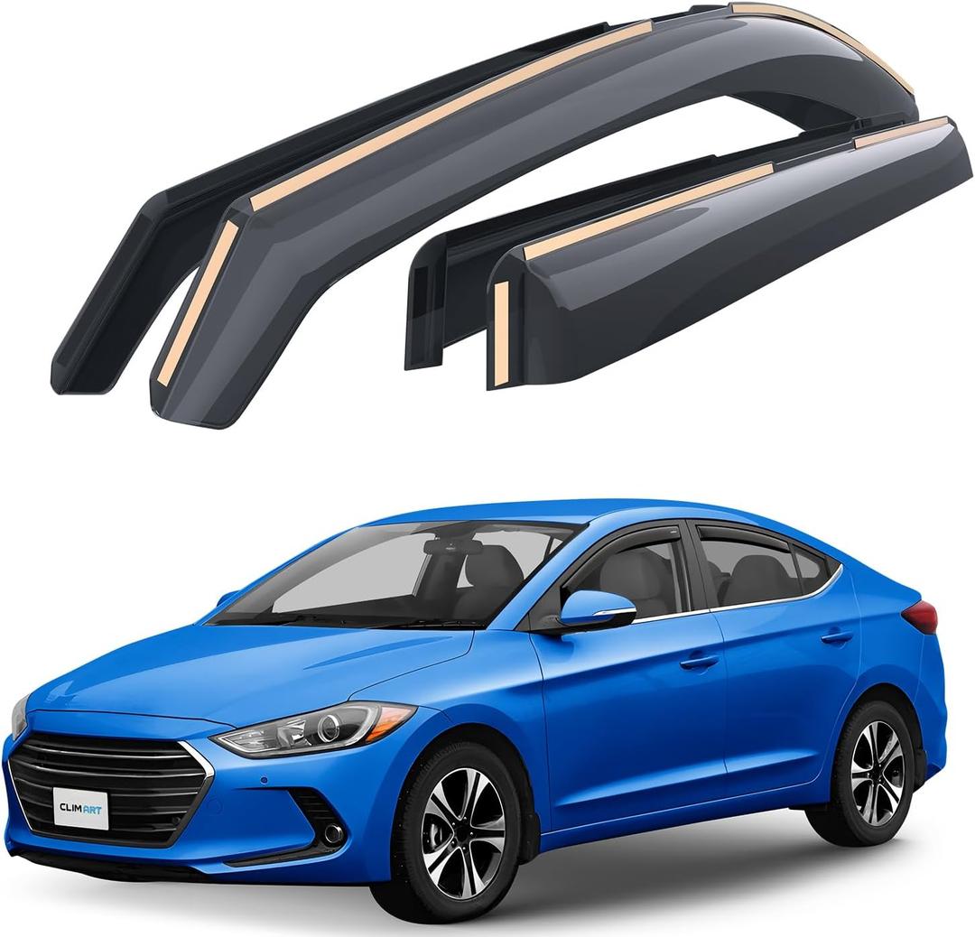 Goodyear Shatterproof in-Channel Window Deflectors for Hyundai Elantra 2017-2020, Rain Guards, Window Visors for Cars, Vent Deflector, Car Accessories, 4 pcs - GY003459LP (For Elantra 17-20)