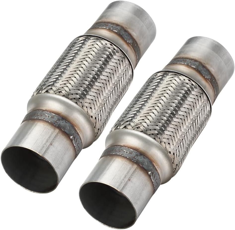 2 Pcs Exhaust Flex Pipe, 2.5''x 6''Stainless Steel Heavy Duty Exhaust Flex Pipe, Double Braid Exhaust Flex Tube, Overall Length 10''