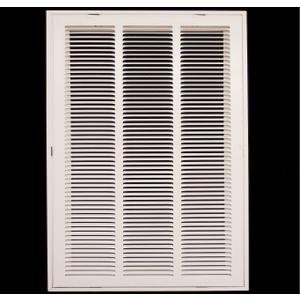 HVAC Premium 14" X 24 Steel Return Air Filter Grille for 1" Filter - Fixed Hinged - HVAC Duct Cover - Flat Stamped Face - White [Outer Dimensions: 16 5/8" X 26 5/8"]