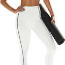 Aoysky Womens Buttery Soft 2 Piece Workout Sets Sports Bras and High Waisted Leggings with Pockets Athletic Gym Outfits (Large, White)