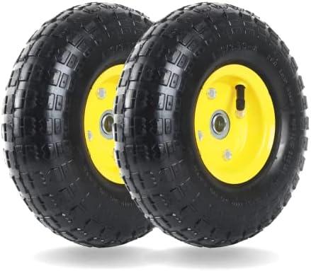 AR-PRO (2 Pack) 4.10/3.50-4 Tire and Wheel, Replacement 10-Inch Pneumatic Tire with 5/8" Bearings and 2.2" Offset Hub, Compatible with Hand Truck, Wheelbarrow, Wagon, Gorilla Carts