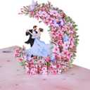 2 x Couple Dancing in the Moon Pop Up Anniversary Cards, 6x8in Wedding Anniversary Card, Valentines Day Card, 3D Romantic Gifts for Her, Him, Husband, Wife, Mom, Dad (Dancing in the Moon).