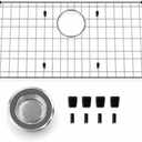 iPEGTOP Sink Protector Grid 28-3/8" x 14-3/16", Stainless Steel Sink Bottom Grid Rear Drain with Corner Radius 3/8", Sink Grate with Hole Cover for Kitchen Sink Single Sink Bowl, One-Piece