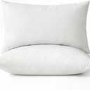 MIULEE 12x20 Pillow Inserts, Set of 2 Down Feather Throw Pillows for Couch Sofa Bed, Decorative Fluffy Throw Pillow Inserts Cotton Fabric,White