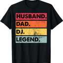 Husband Dad DJ Legend Funny DJ Disc Jockey Music Player T-Shirt Small (Black)