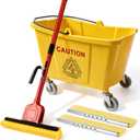 Commercial Sponge Mop and Bucket Set with Wheels for Floor Cleaning