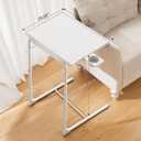 HUANUO Adjustable TV Tray Table - TV Dinner Tray on Bed & Sofa, Comfortable Folding Table with 6 Height & 3 Tilt Angle Adjustments (White)