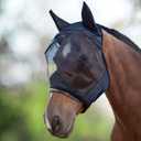 Harrison Howard CareMaster Horse Fly Mask Large Eye Space Half Face with Ears Black Medium Cob