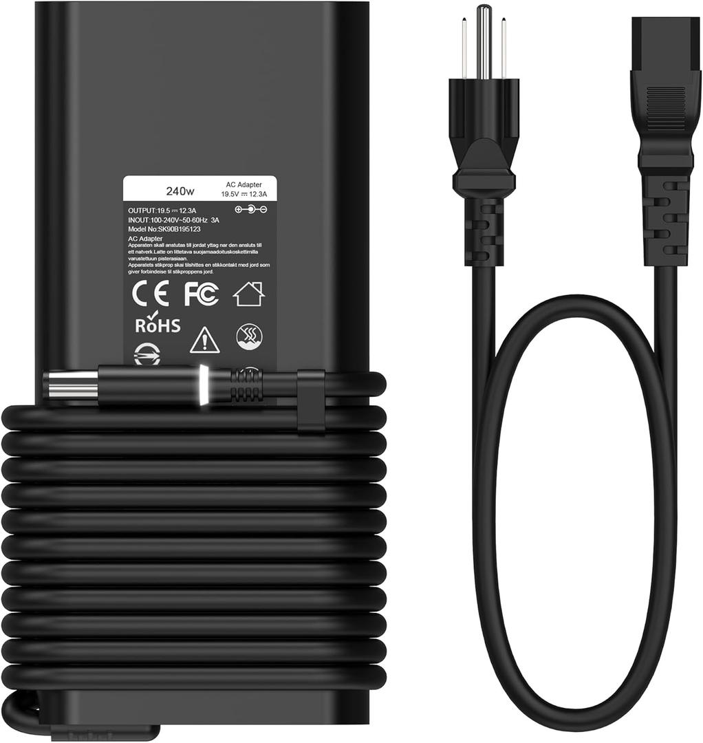 2025 New Slim 240W 180W Laptop Charger for Dell Alienware 13 15 17 R1 R2 R3 R4 X51 M15 M17 M17X M18X G3 G5 G7,Dell Precision 17 7710 7730 7670 7780 7770 M6500 M6600 M6700 AC Adapter Power Supply Cord